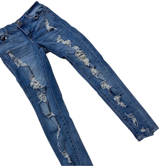 Almost Famous Blue Skinny Jeans with Star Embellishments - Picture 2 of 5